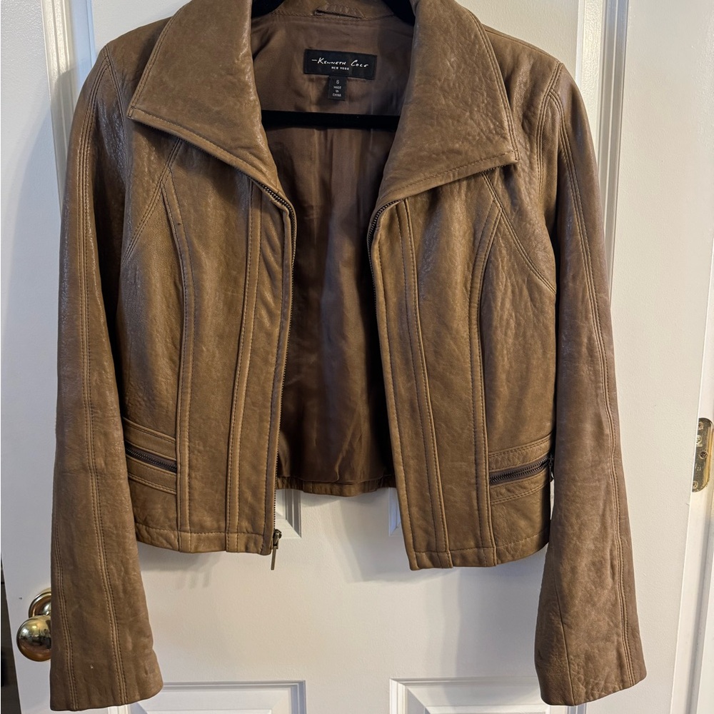 Kenneth Cole Tan Leather Jacket